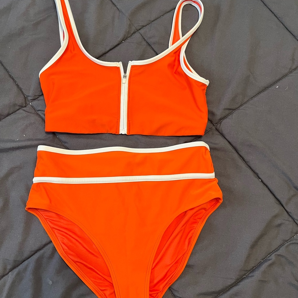 Old Navy Orange and White Bikini Set